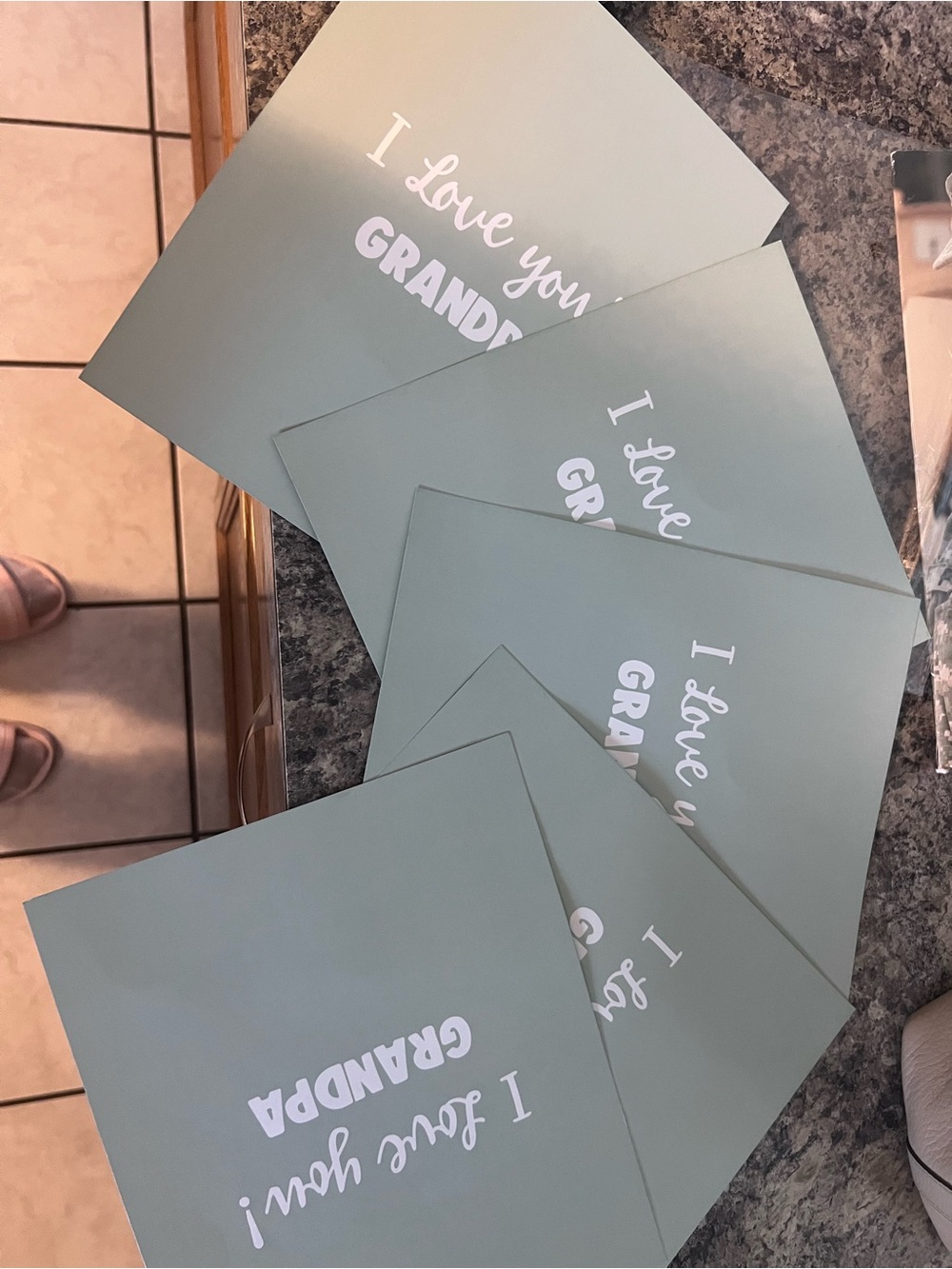 I Love You Grandpa Card Set - Sage Green Sympathy Cards 8x10
